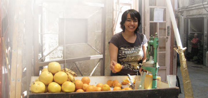 Kathy Zarur, MSP05, enjoying the fruits of Jerusalem