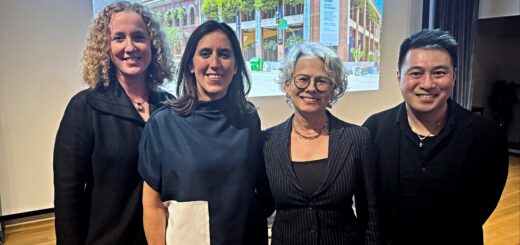 MSP Visiting Scholar, Victoria Noorthoorn from Museo de Arte Moderno, with Ricky Punzalan, Deirdre Hennebury, and UMMA Director, Tina Olson