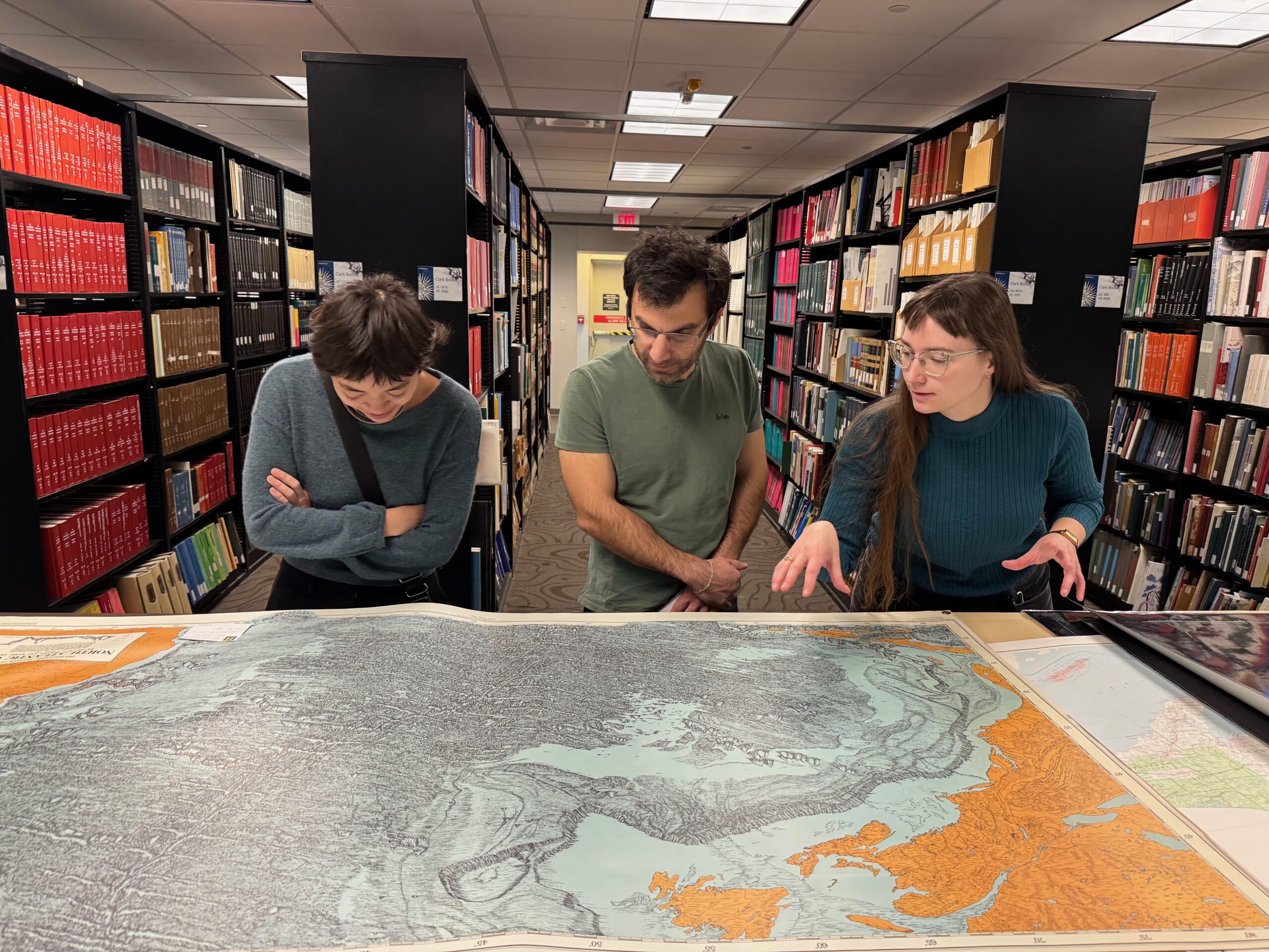 Students explore displays at the UM Clark Map Library